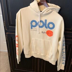 Polo by Ralph Lauren Cream Hoodie with Blue and Orange Details
